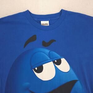 M&Ms Graphic Casual Short Sleeve Crew Neck T Shirt Mens Size Extra Large XL Blue